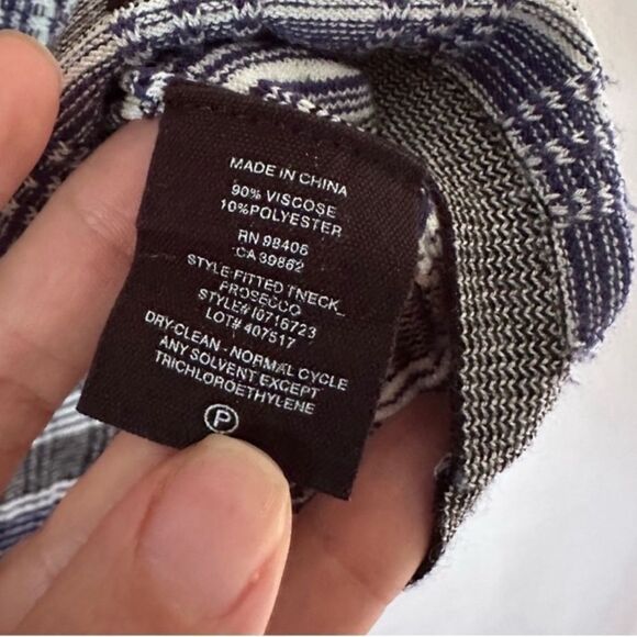 Theory Prosecco Stretch Knit Turtleneck Long-Sleeve Plaid Check Top Blue Black S - Picture 7 of 7